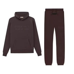 Fear of God Essentials Dark Brown Hoodie and Sweatpants Set